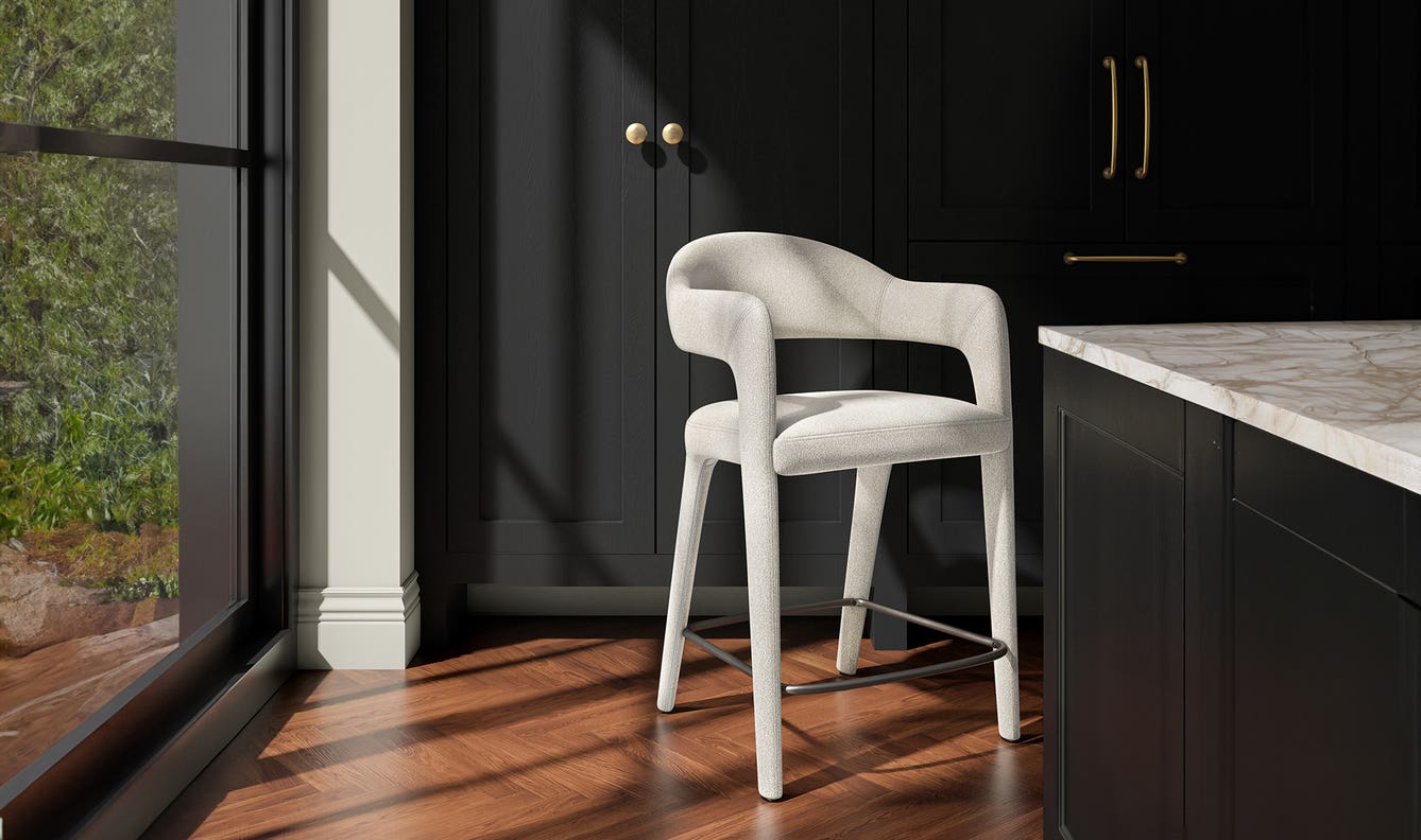 angle view of Martens Counter Stool Beige luxury Chair