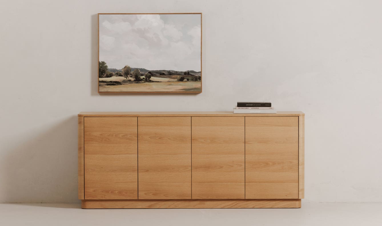 angle view of Round Off Sideboard Oak luxury Buffets & Sideboard