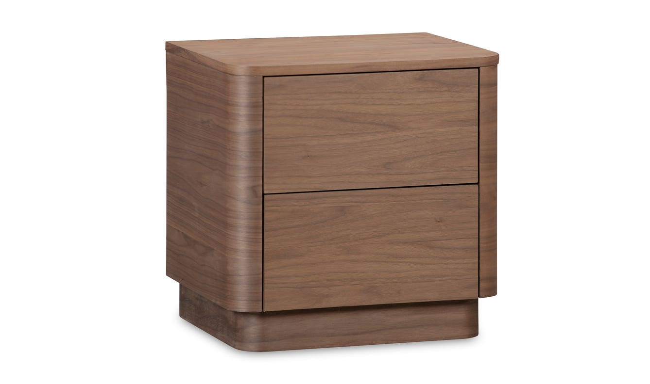 detail view of Round Off Tall Nightstand Walnut luxury Nightstand