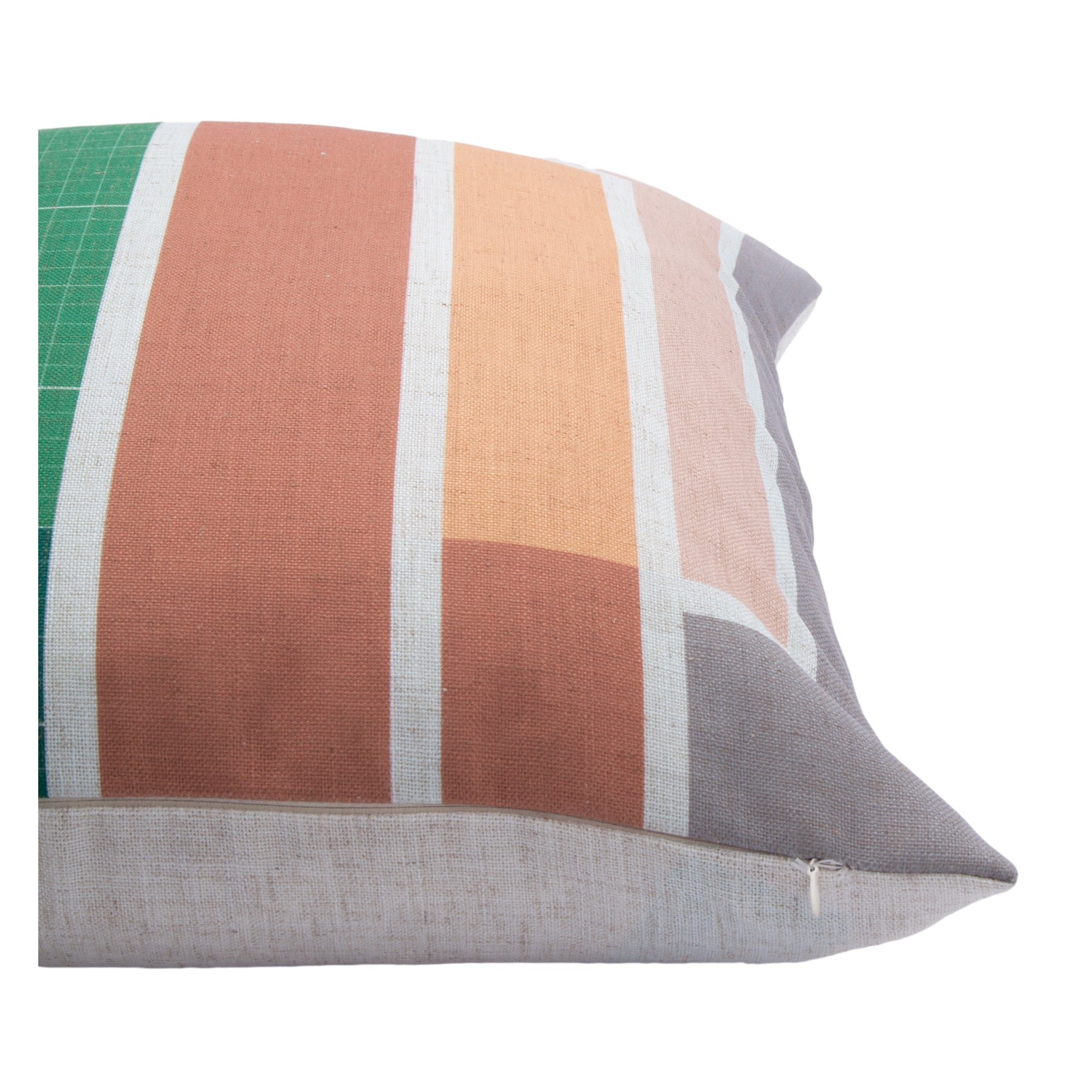 Tomar indoor pillow with a close-up view of its textured fabric and zipper detail.