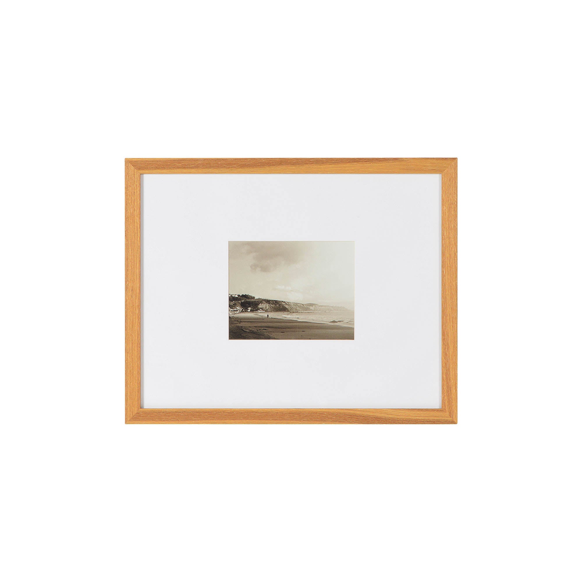 Torreys Wall Art featuring a sepia-toned beach landscape in a light wood frame