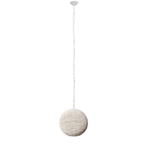 Theta White-Washed Wood Beaded Pendant Light