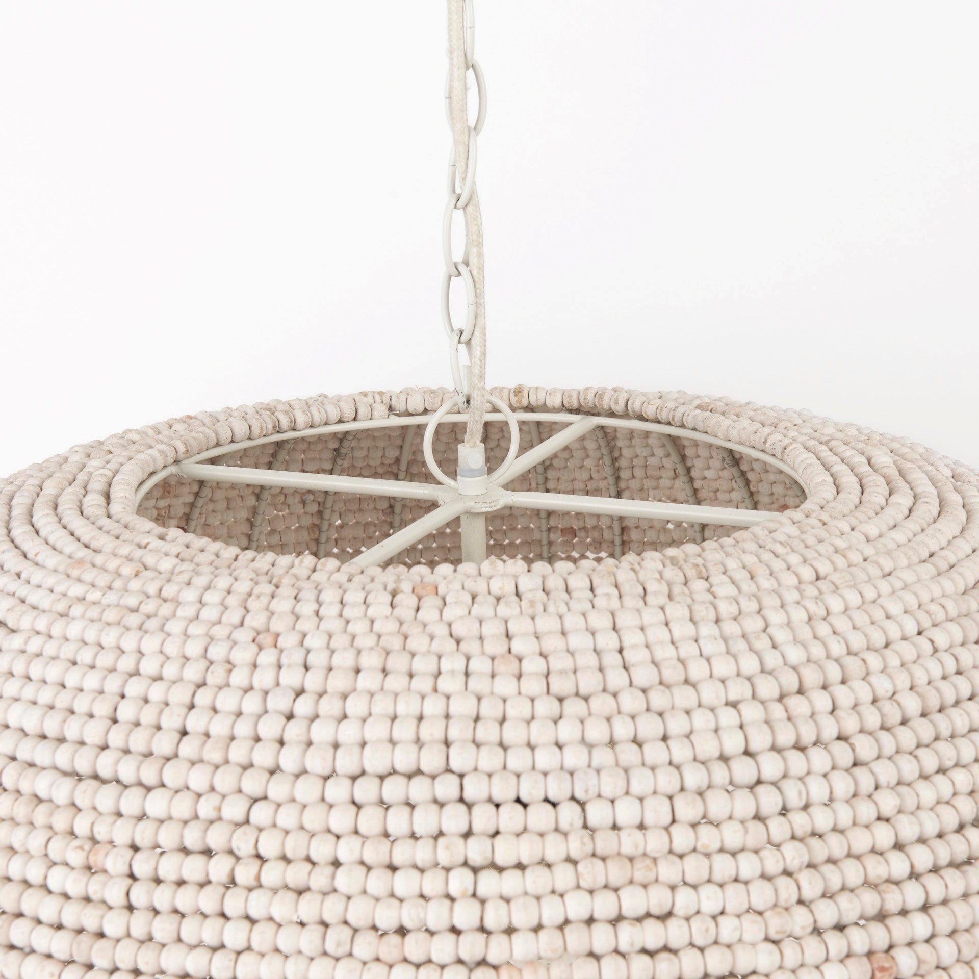 Theta White-Washed Beaded Chandelier