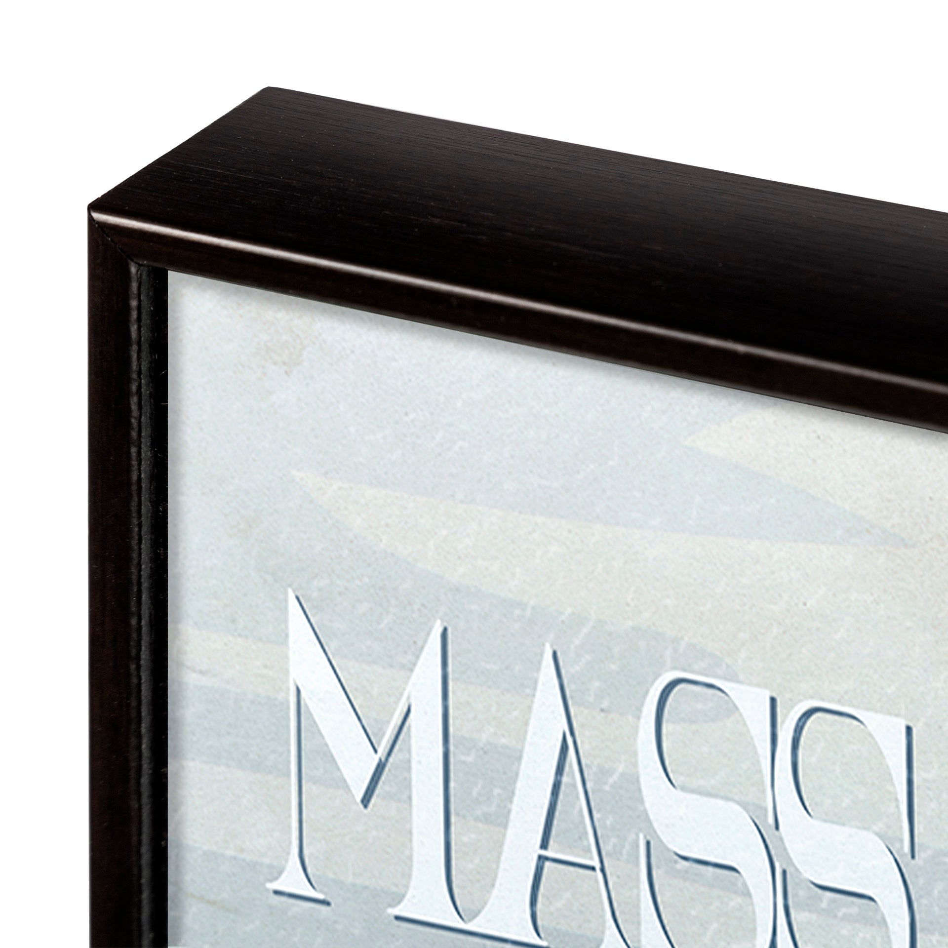 Framed artwork with 'Moss' text on a light background