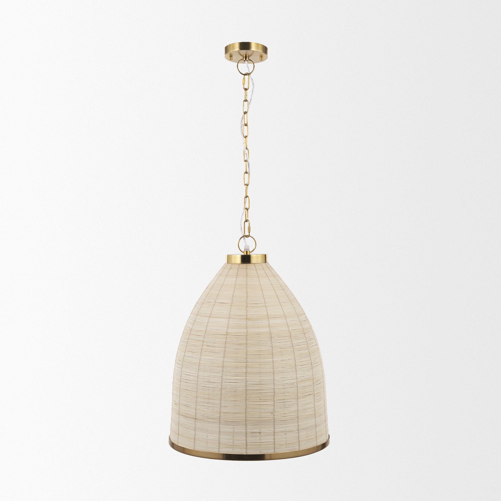 Saliha Cane w/ Brass Metal Pendant Light