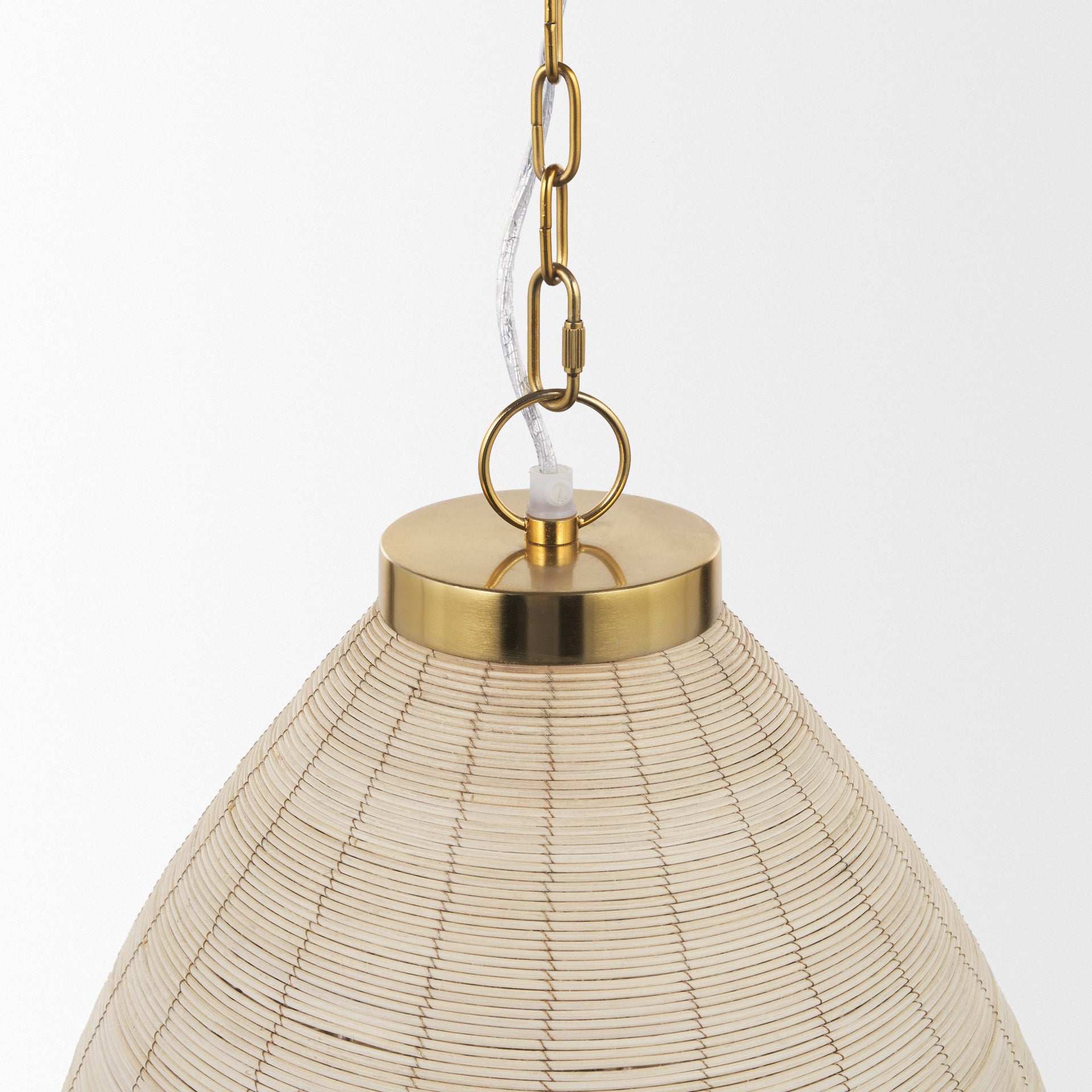 Saliha Cane w/ Brass Metal Pendant Light