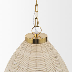 Saliha Cane w/ Brass Metal Pendant Light