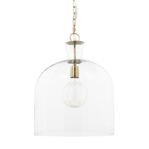 Sadah Large Clear Blown Glass w/ Gold Metal Pendant Light