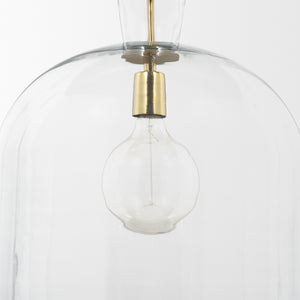 Sadah Large Clear Blown Glass w/ Gold Metal Pendant Light