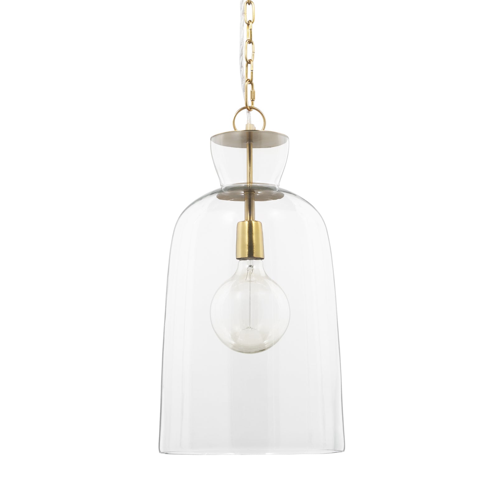 Sadah Tall Clear Blown Glass w/ Gold Metal Pendant Light
