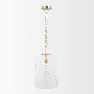 Sadah Tall Clear Blown Glass w/ Gold Metal Pendant Light