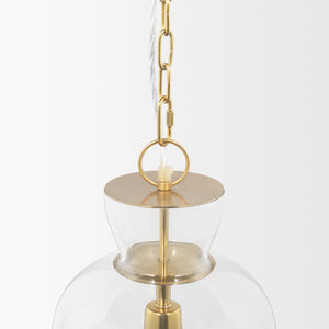 Sadah Tall Clear Blown Glass w/ Gold Metal Pendant Light