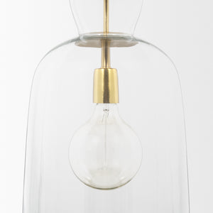 Sadah Tall Clear Blown Glass w/ Gold Metal Pendant Light