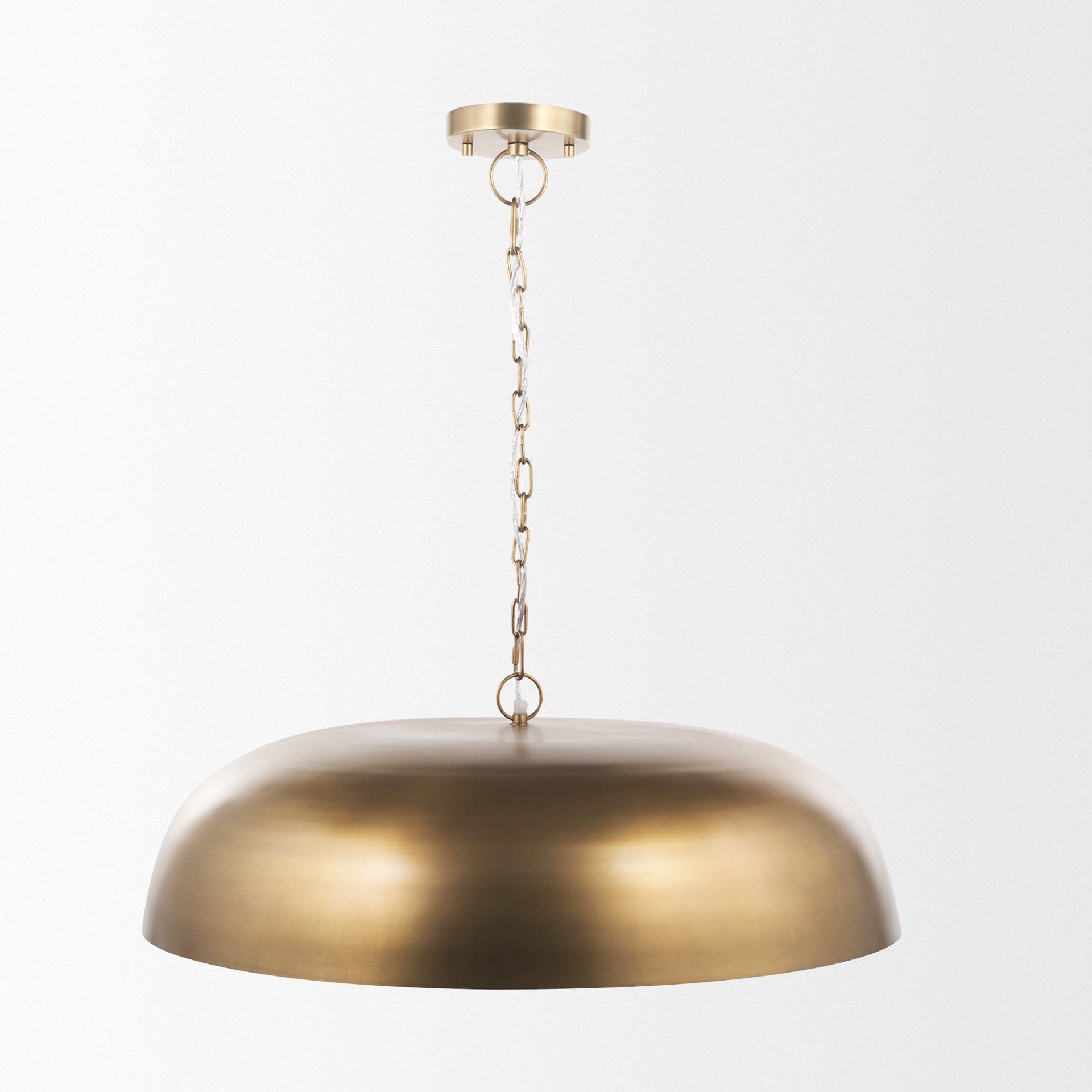 Sanne Antiqued Gold Metal w/ Silver Foil Wide Pendant Light
