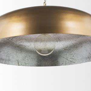 Sanne Antiqued Gold Metal w/ Silver Foil Wide Pendant Light
