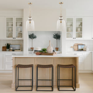 Sadah Tall Clear Blown Glass w/ Gold Metal Pendant Light