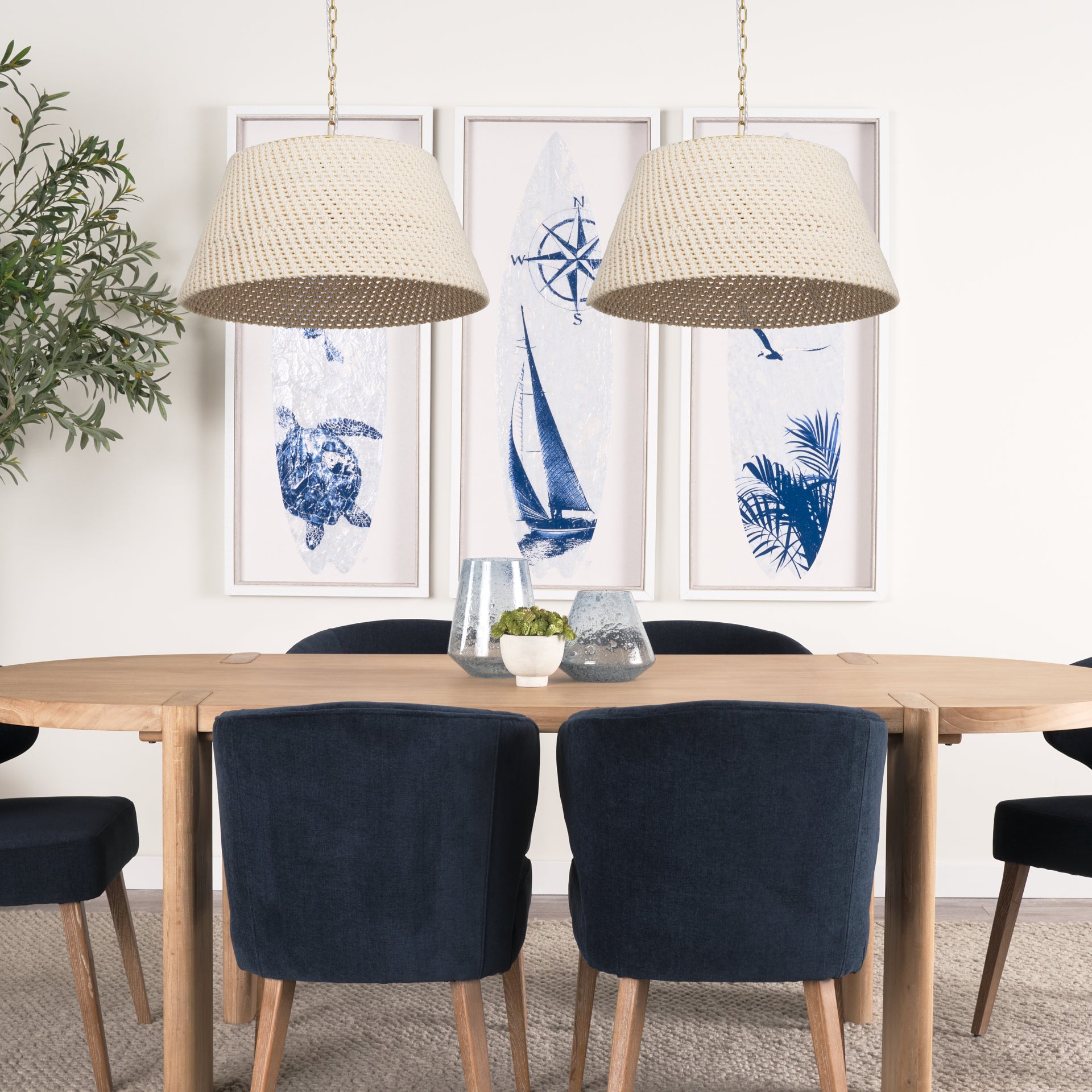 Tosha 1-Light Tapered Cotton Rope Drum Pendant