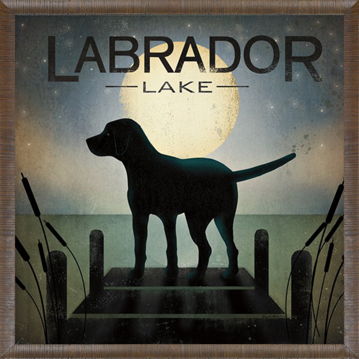 Moonrise – Black Dog wall art featuring a silhouette of a dog against a full moon.