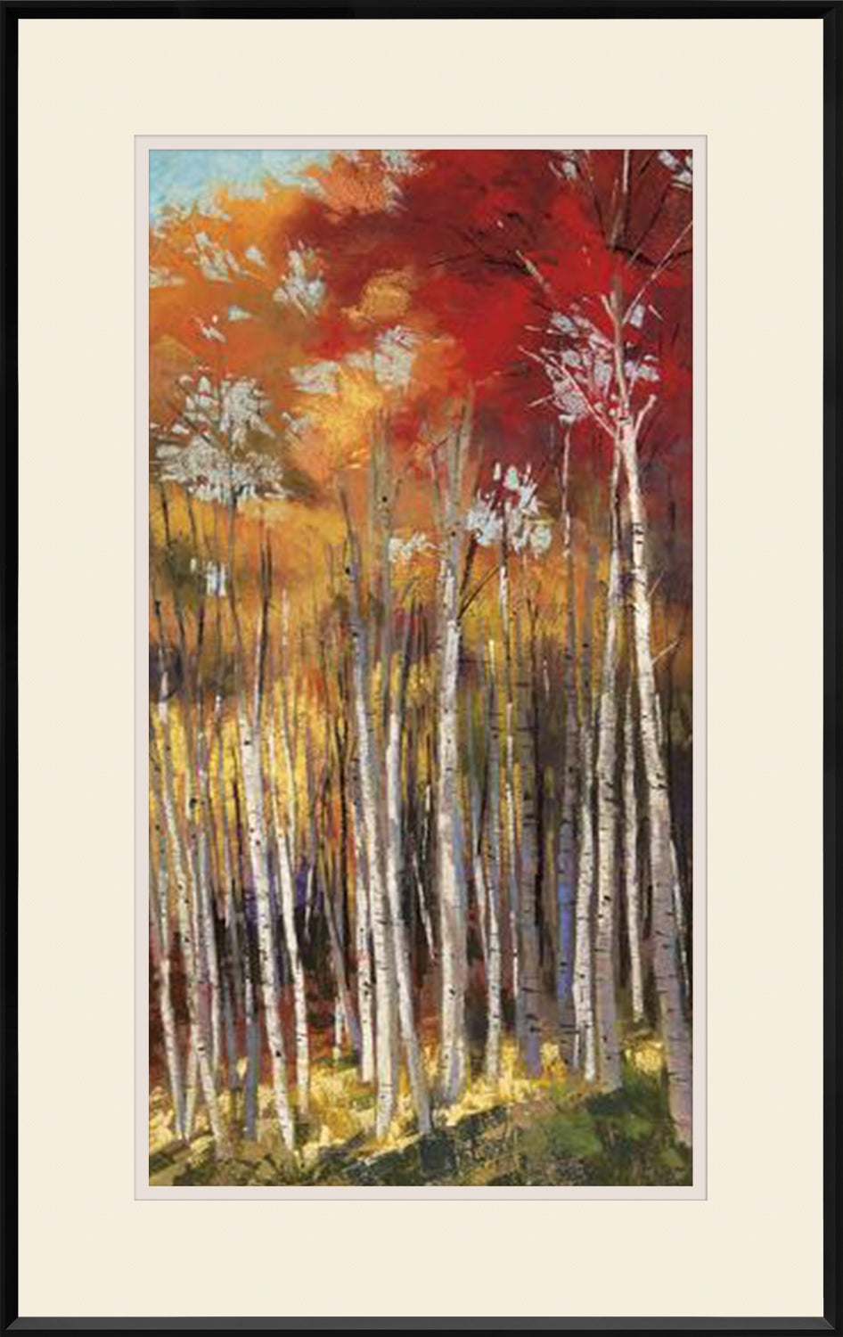 Toille Landscape I wall art featuring vibrant autumn trees with red and orange foliage.