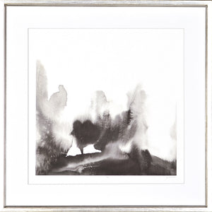 Ancient Landscape III wall art featuring abstract black and gray landscape on white background.