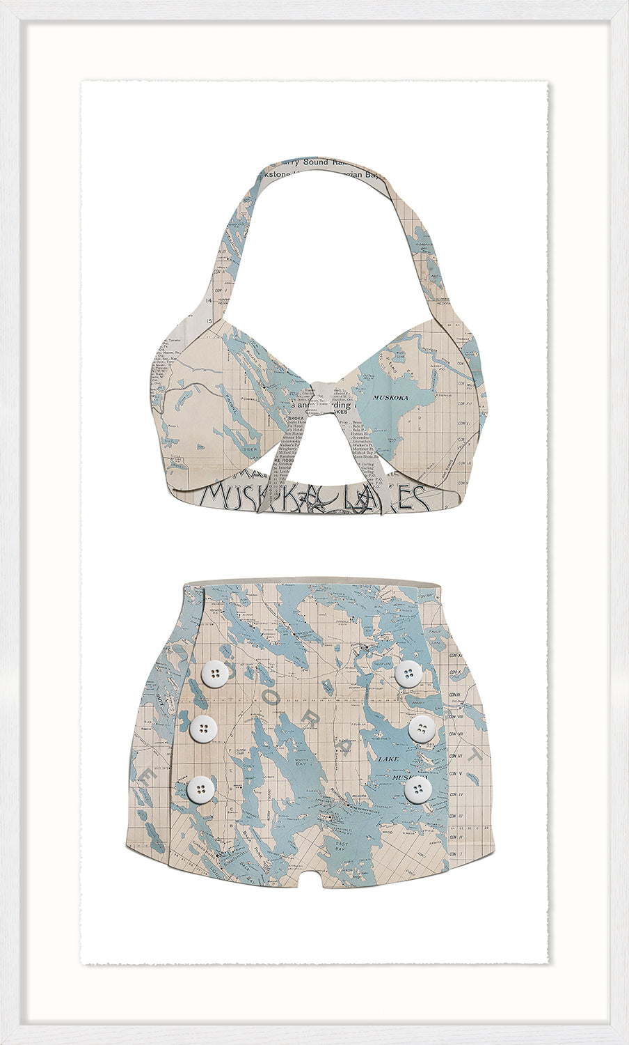 front view of SWIM CUTOUTS-PARCHMENT I luxury Artwork