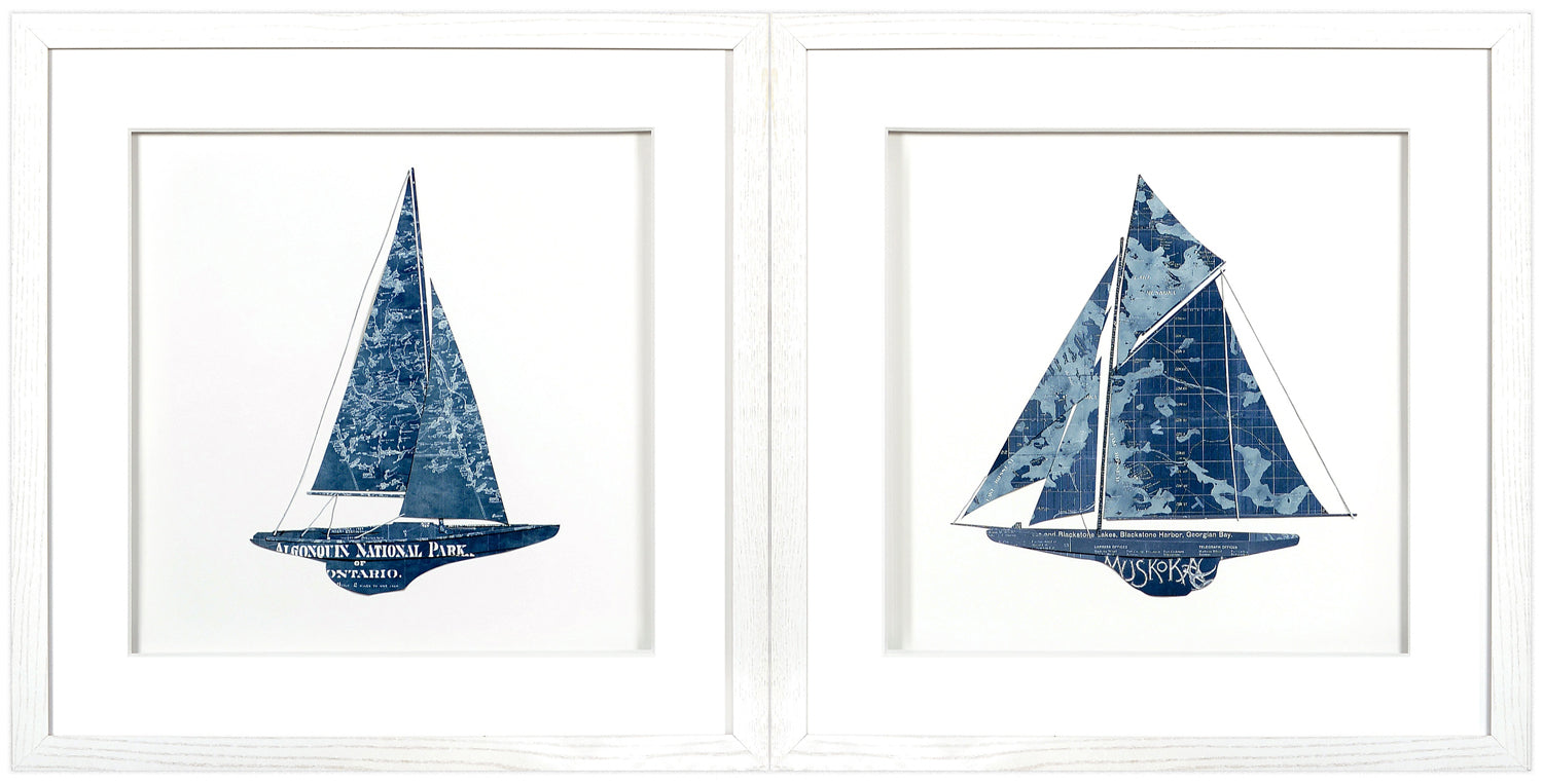 front view of SAILING – MUSKOKA BLUE S/2 luxury Artwork