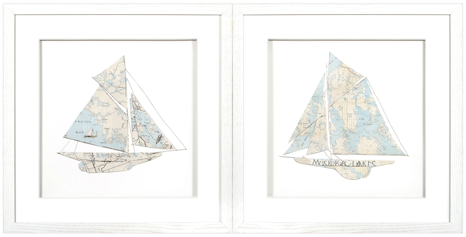 front view of SAILING – MUSKOKA LAKES S/2 luxury Artwork