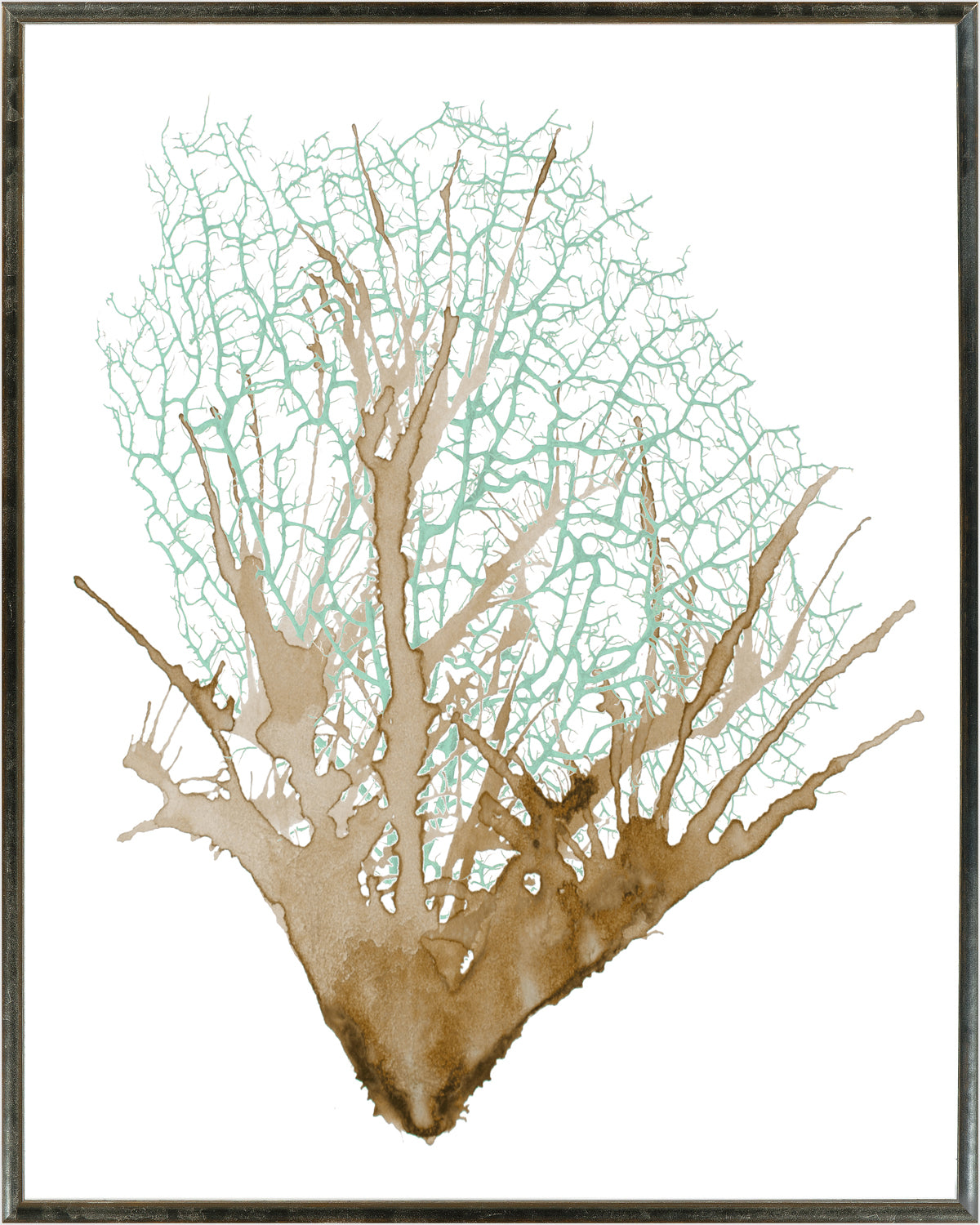 Spa Coral II wall art featuring intricate coral design in teal and brown watercolor