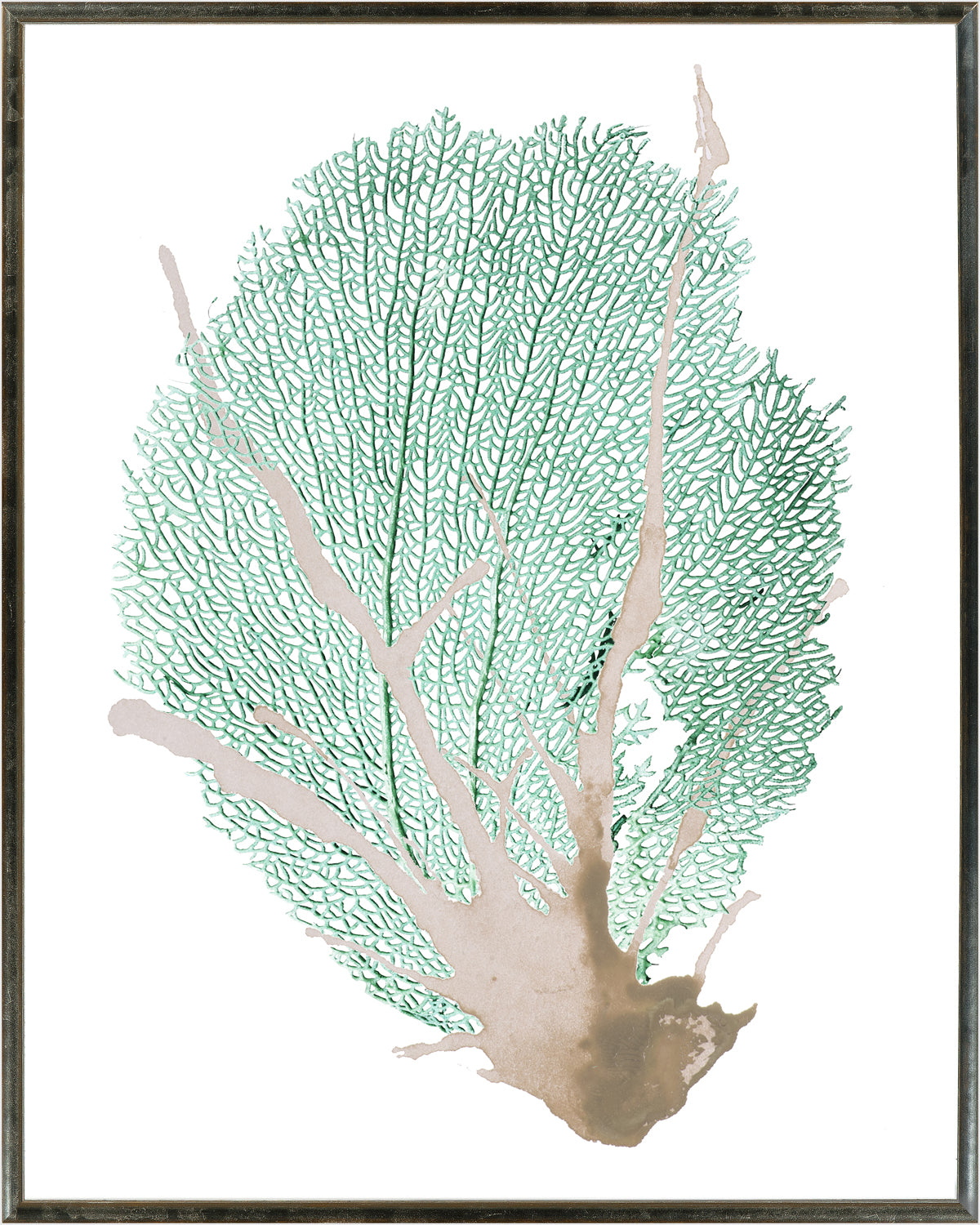 Spa Coral III wall art featuring a detailed green coral illustration on a white background.