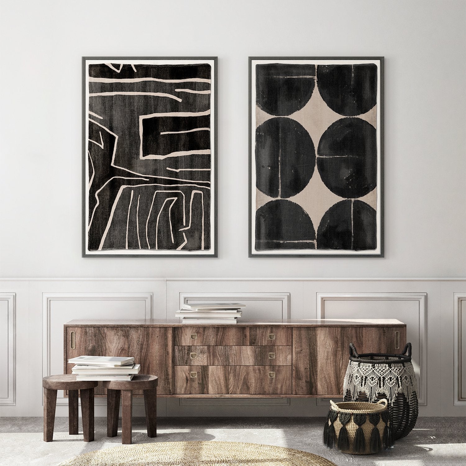 front view of Woven Tribe III luxury Artwork