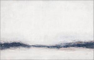 Rising Mist wall art featuring abstract landscape in soft white and blue tones with textured brushstrokes.