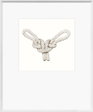 Knot – Spanish Bowline wall art featuring a detailed white rope knot on a plain background.