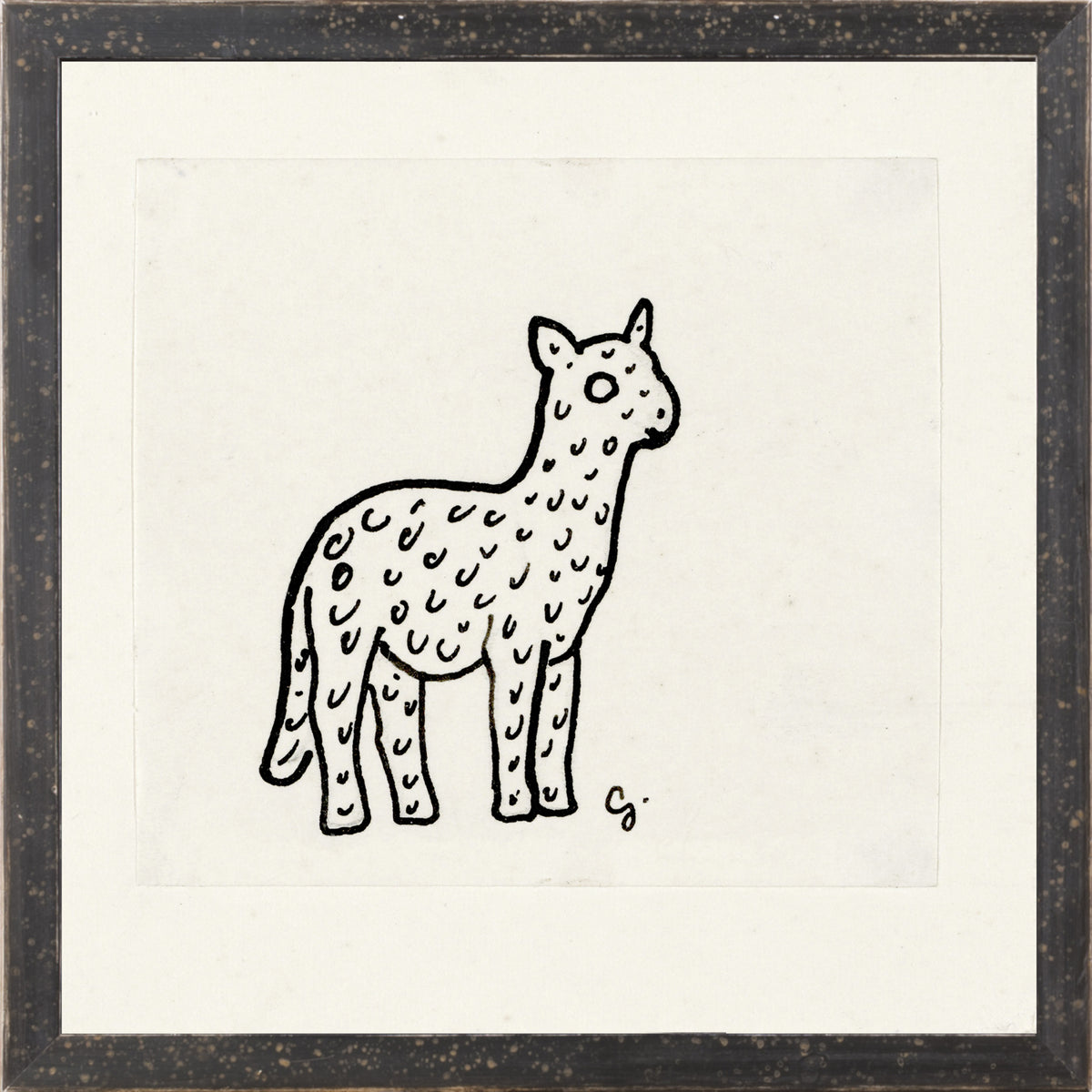 Collection 12 – Gestel, Lamb – 1900 wall art featuring a black outline of a lamb on white background.