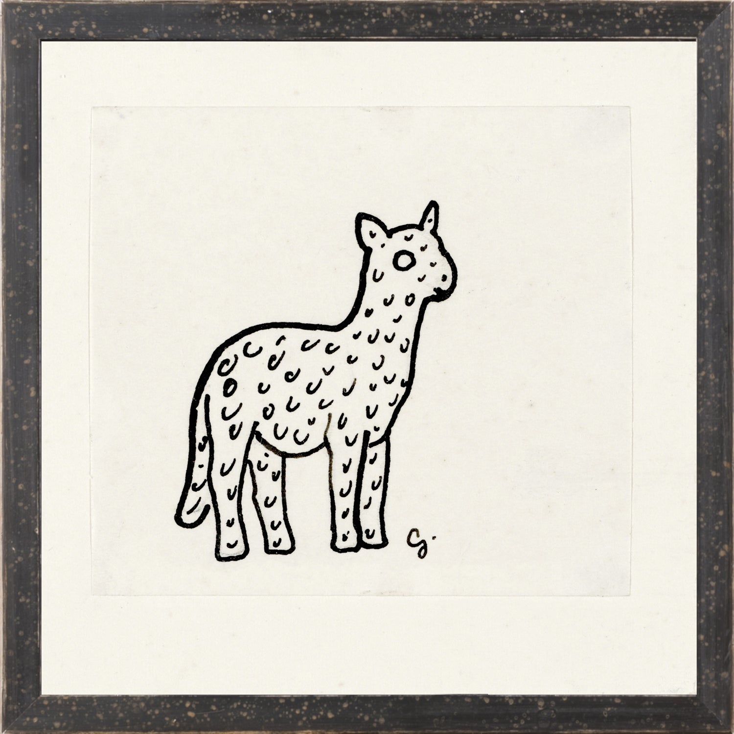 Collection 12 – Gestel, Lamb – 1900 wall art featuring a black outline of a lamb on white background.