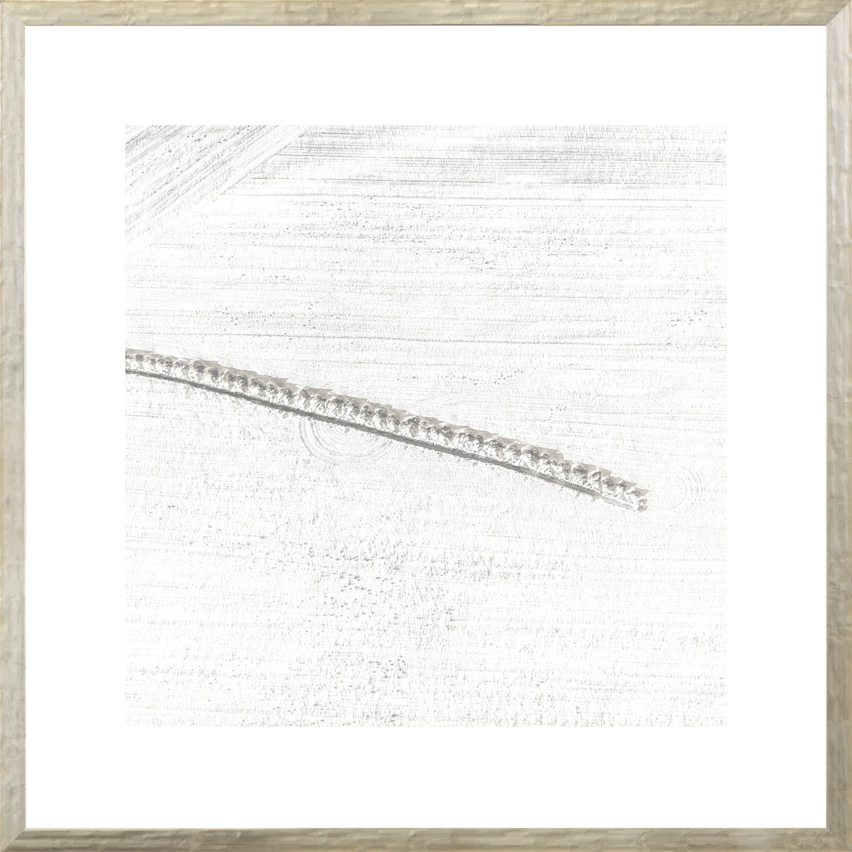 Aerial – Rural View I wall art featuring a textured white background with a subtle line pattern.