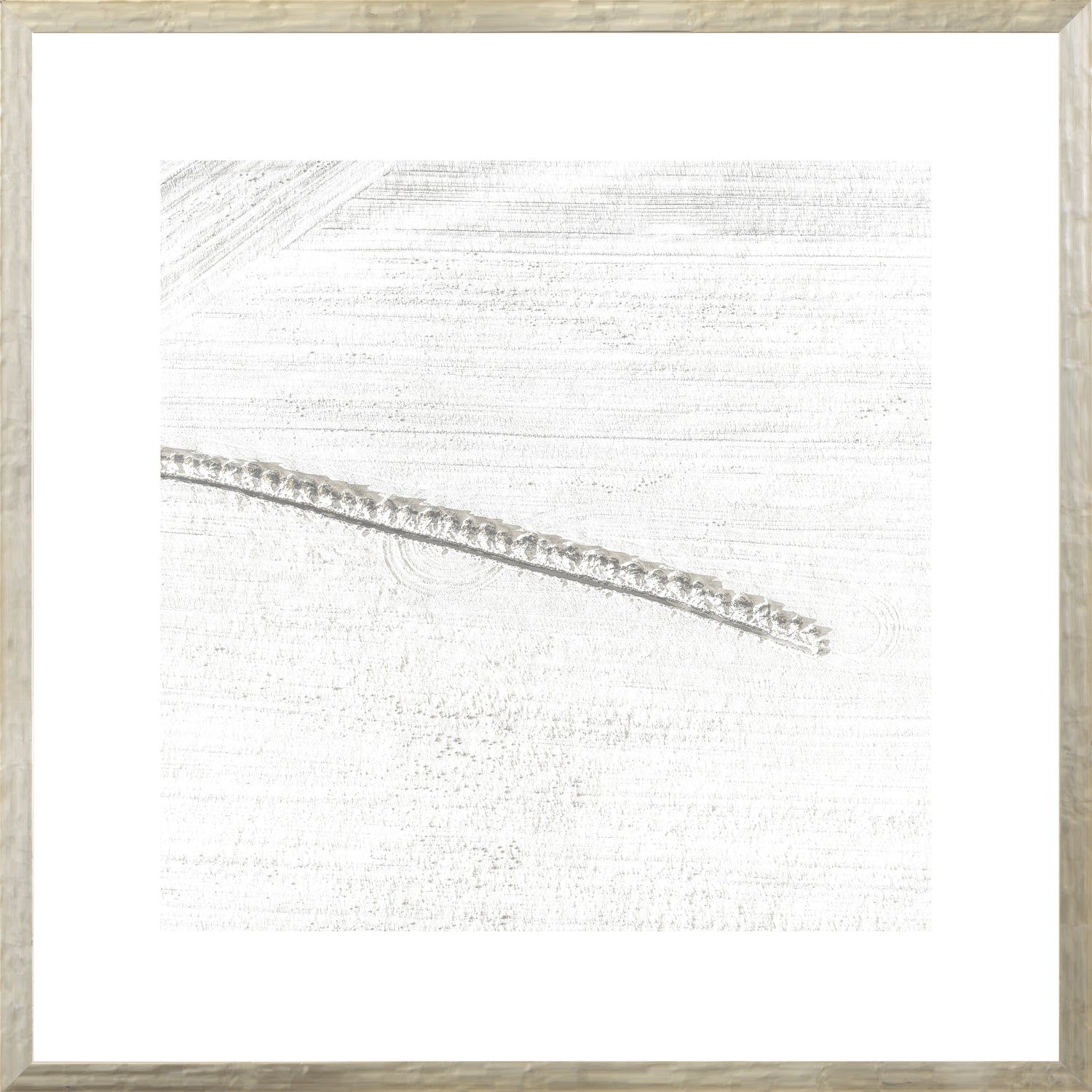 Aerial – Rural View I wall art featuring a textured white background with a subtle line pattern.