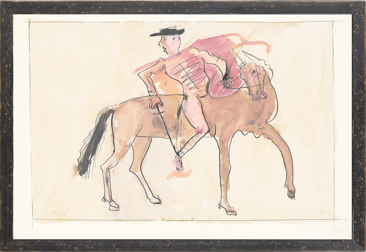 Collection 17 – The Matador wall art featuring a rider on a horse in soft watercolor tones.