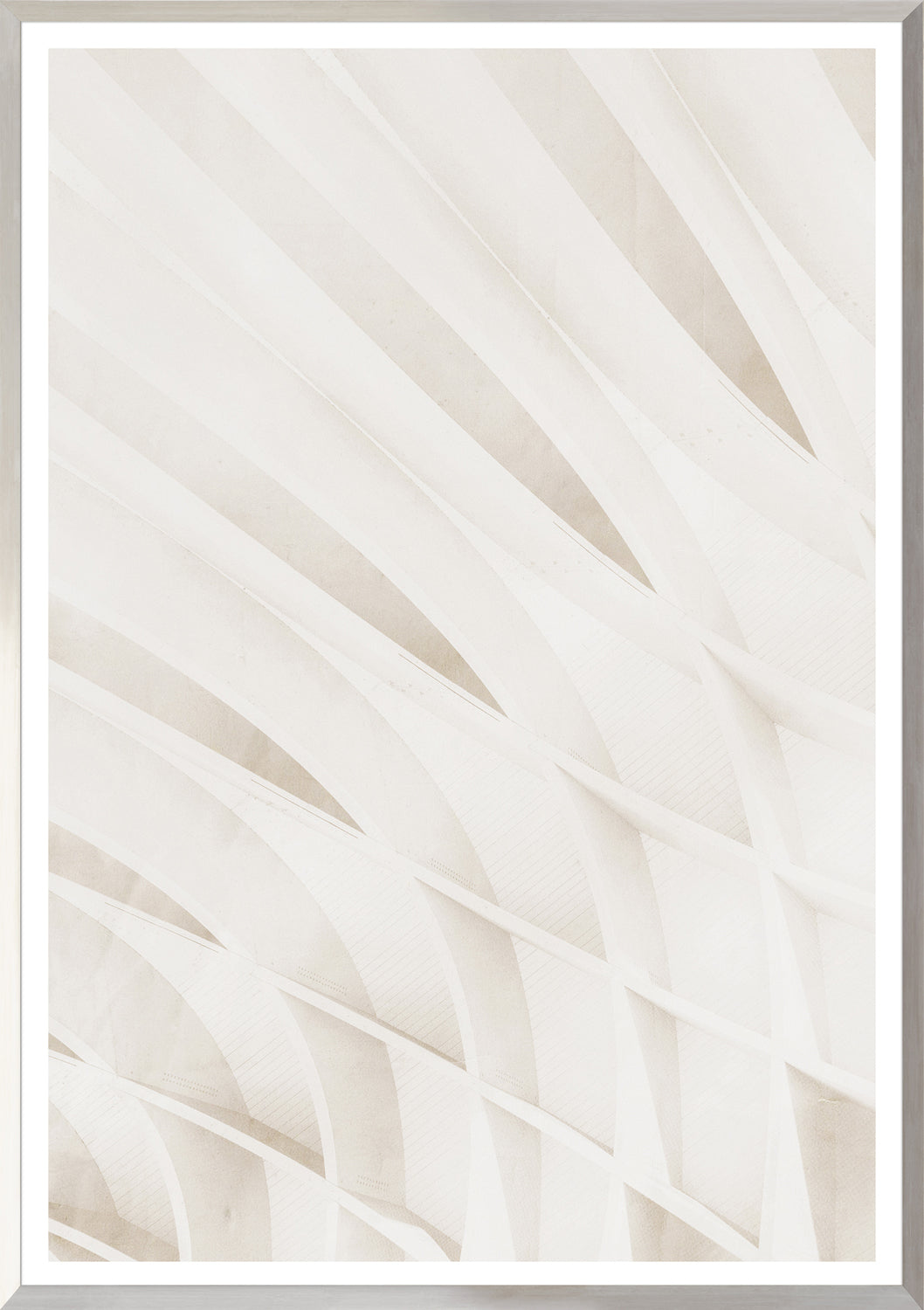 Architecture Abstract I wall art featuring a textured white design with curved lines.