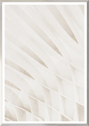 Architecture Abstract I wall art featuring a textured white design with curved lines.