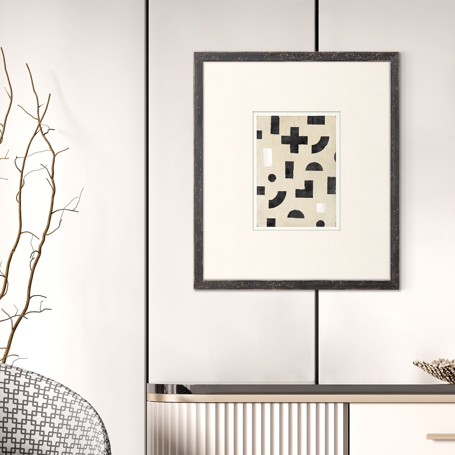 angle view of Mid Geometrics VIII luxury Artwork