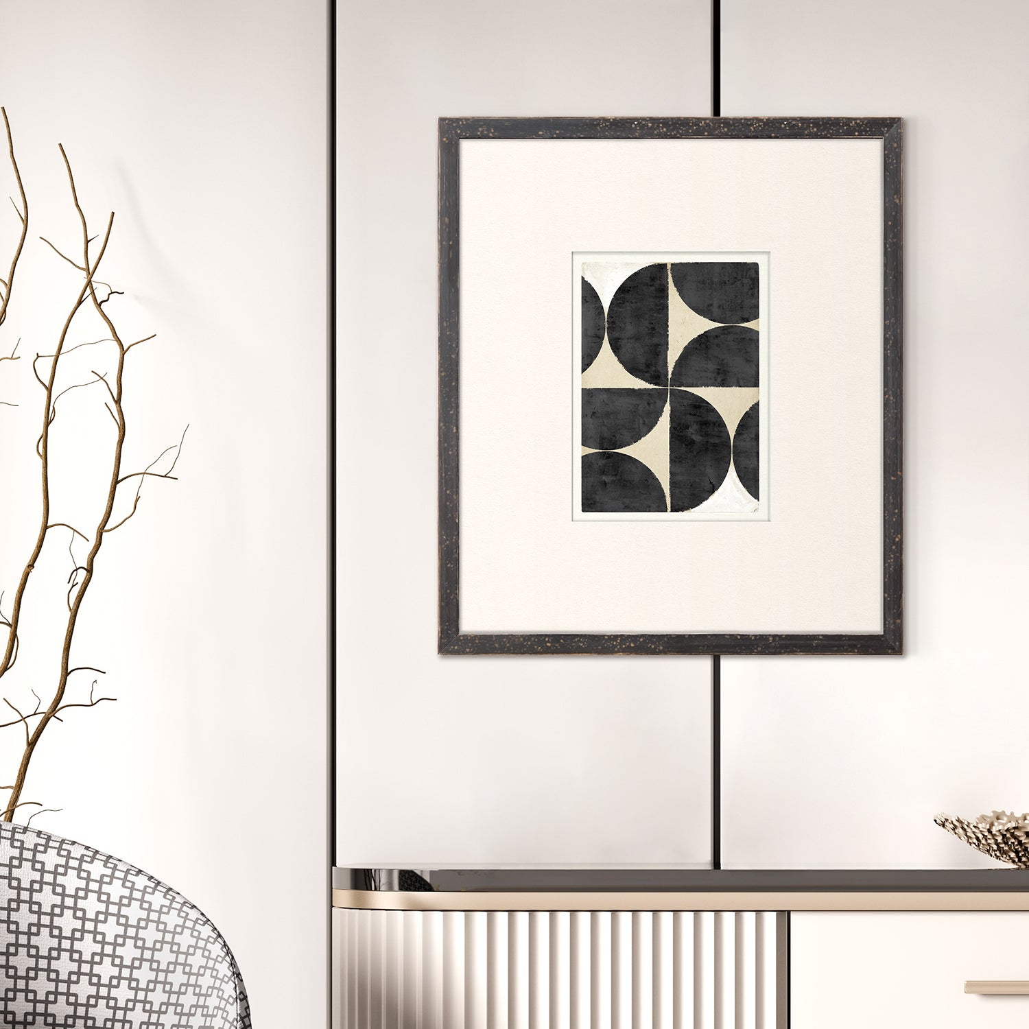 angle view of Mid Geometrics XIV luxury Artwork