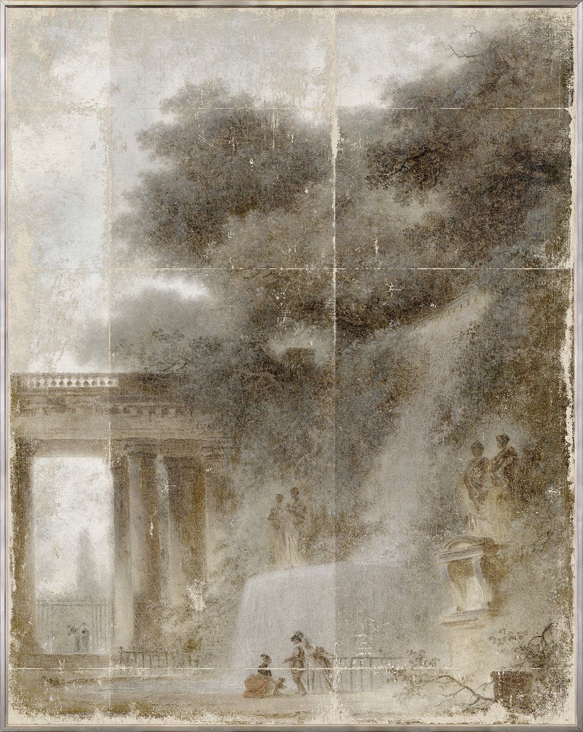 Toille Landscape I wall art showcasing a classical scene with figures and a waterfall in muted colors.