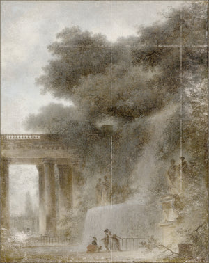 Fragonard – The Cascade framed art print, 54 × 68 in