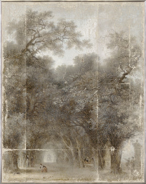 Toille Landscape I wall art depicting a serene tree-lined path with soft gray and beige hues.