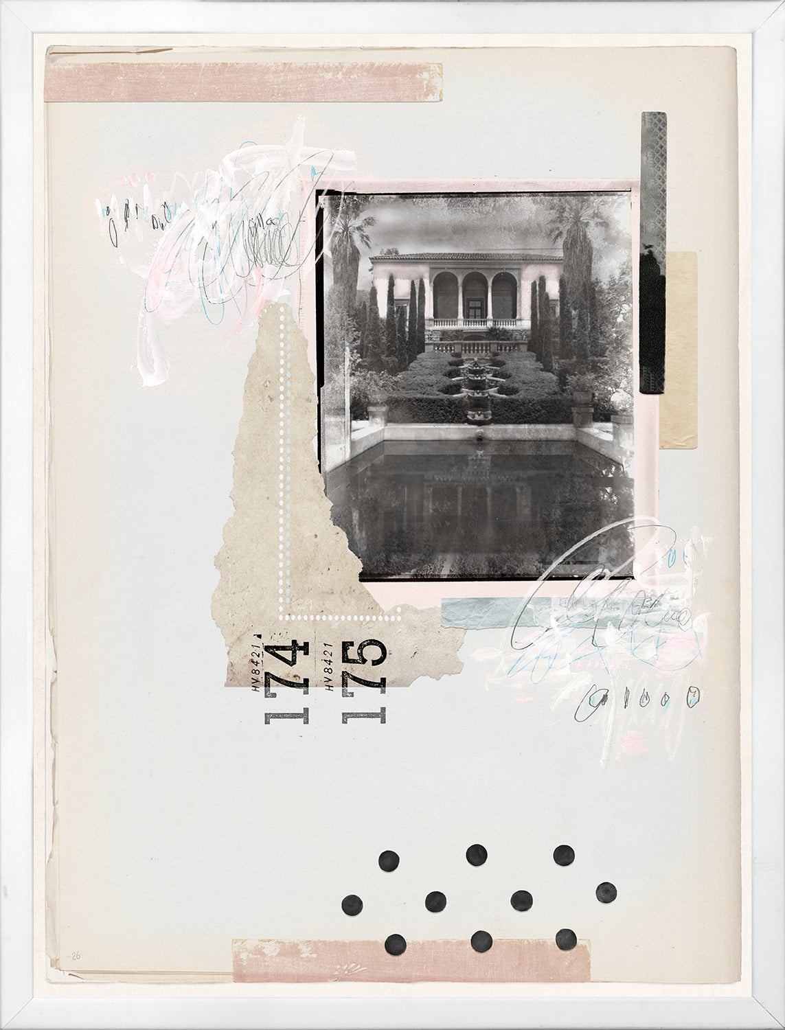 Vintage Collage II wall art featuring a black and white photo, pastel colors, and mixed media elements.