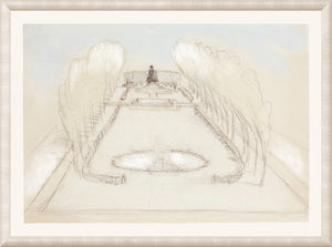 Collection 08 – Saint Gaudens Statue, 1887 wall art featuring a soft pastel sketch of a garden with trees.