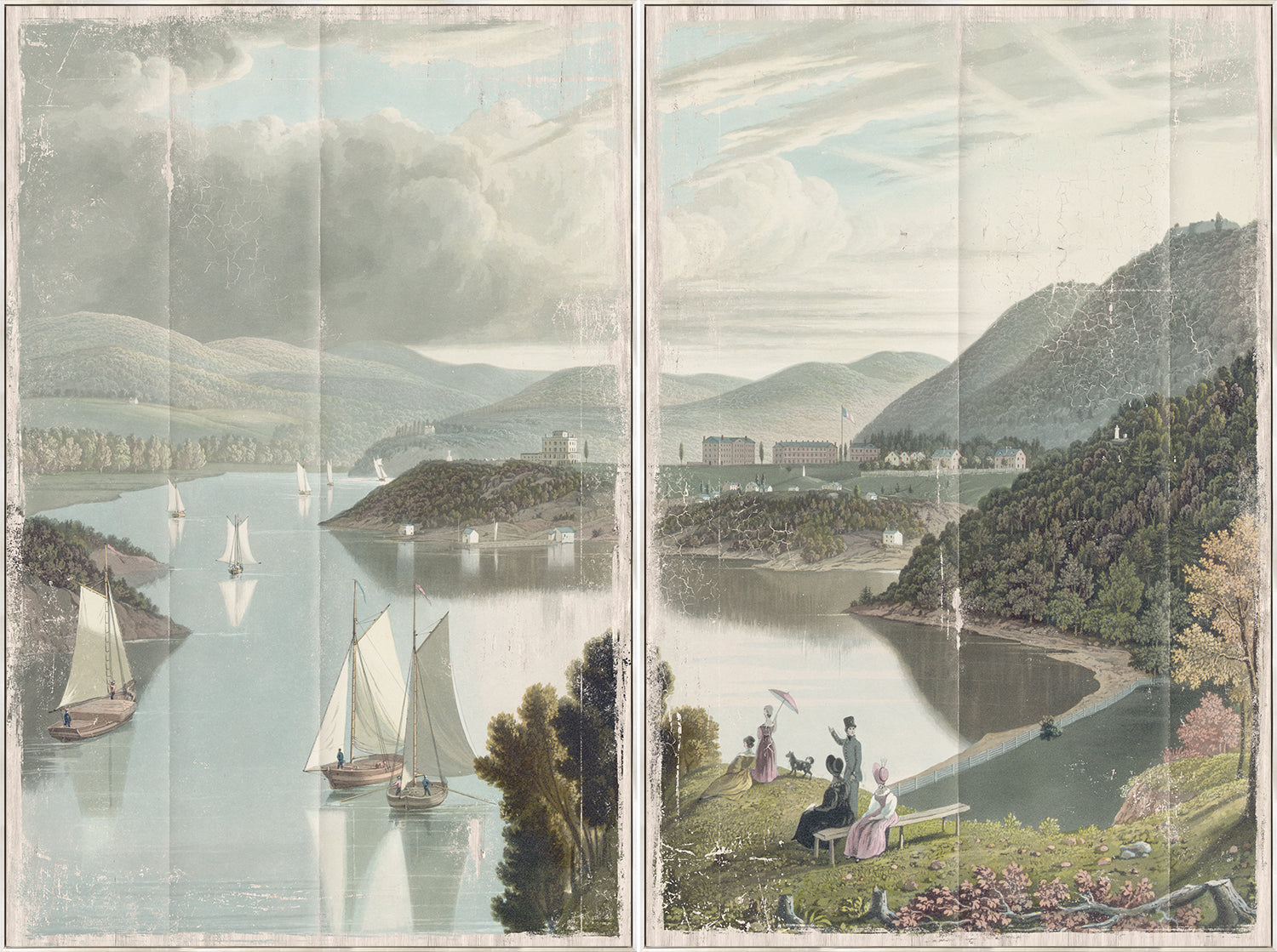 front view of Washington Valley - West Point 1834 Diptych luxury Artwork