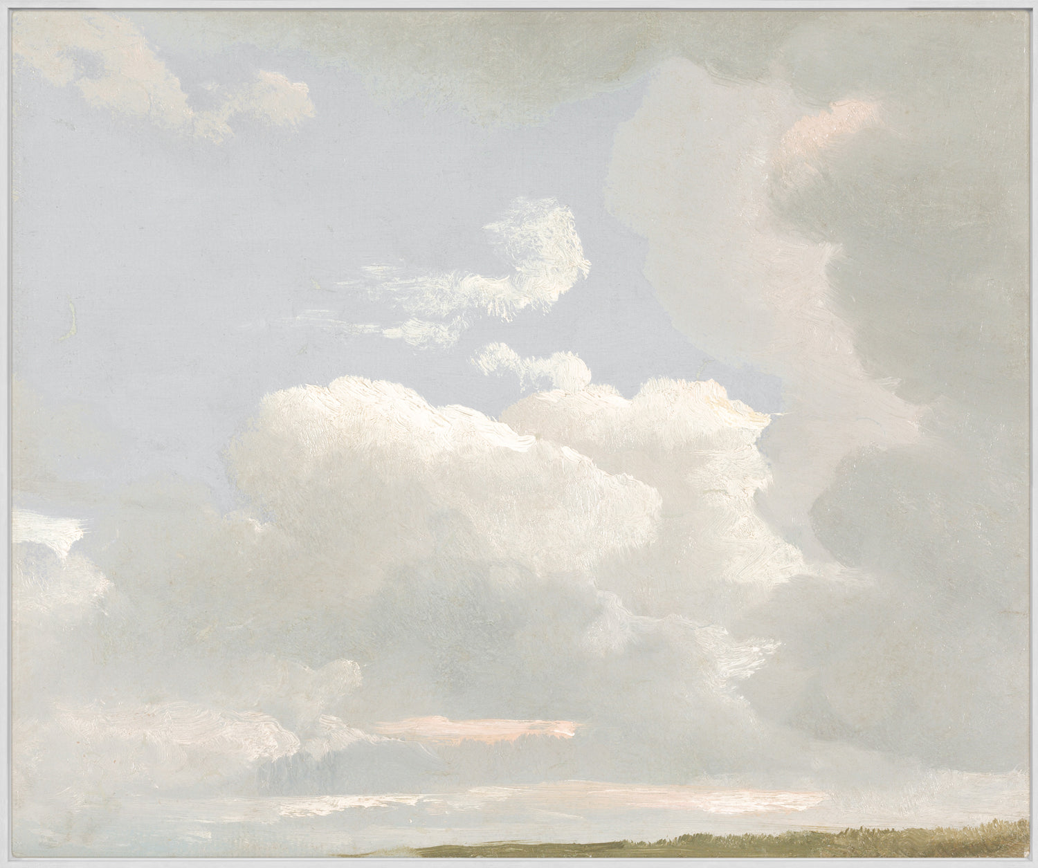 Cloud Study C. 1800 wall art featuring soft gray and white clouds against a light sky.