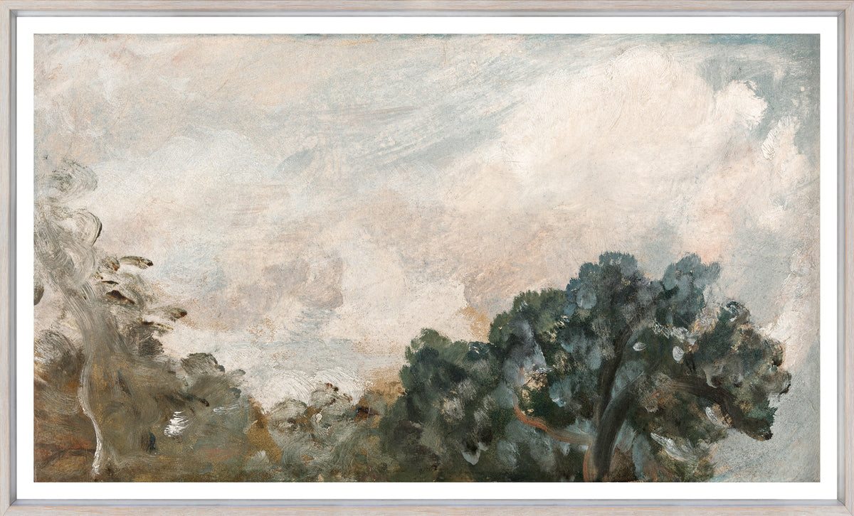 Cloud Study with Trees C. 1821 by Celadon, featuring soft clouds and dark trees in a muted color palette.