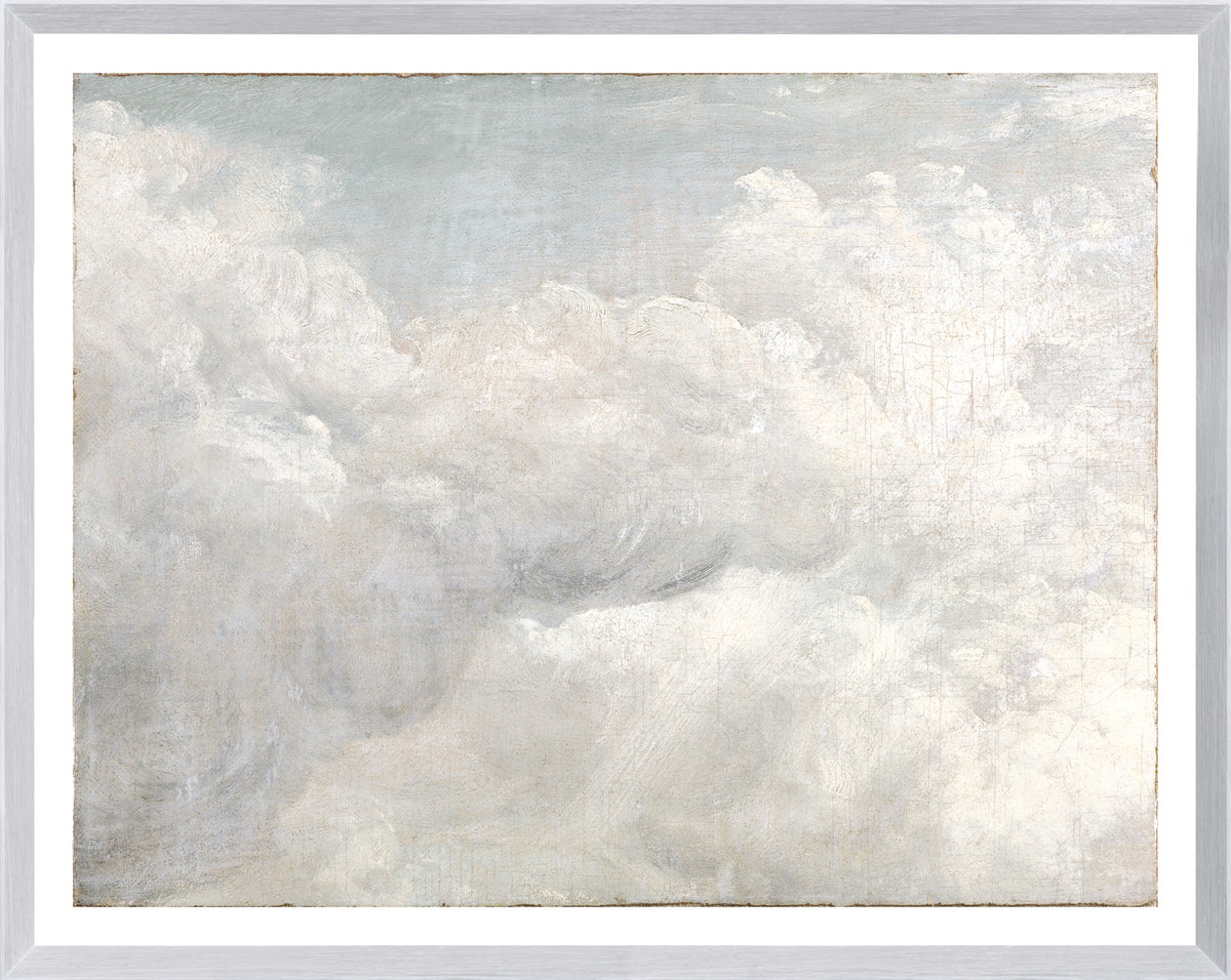 Constable Cloud Study II C. 1821 wall art featuring soft white clouds against a pale blue sky.